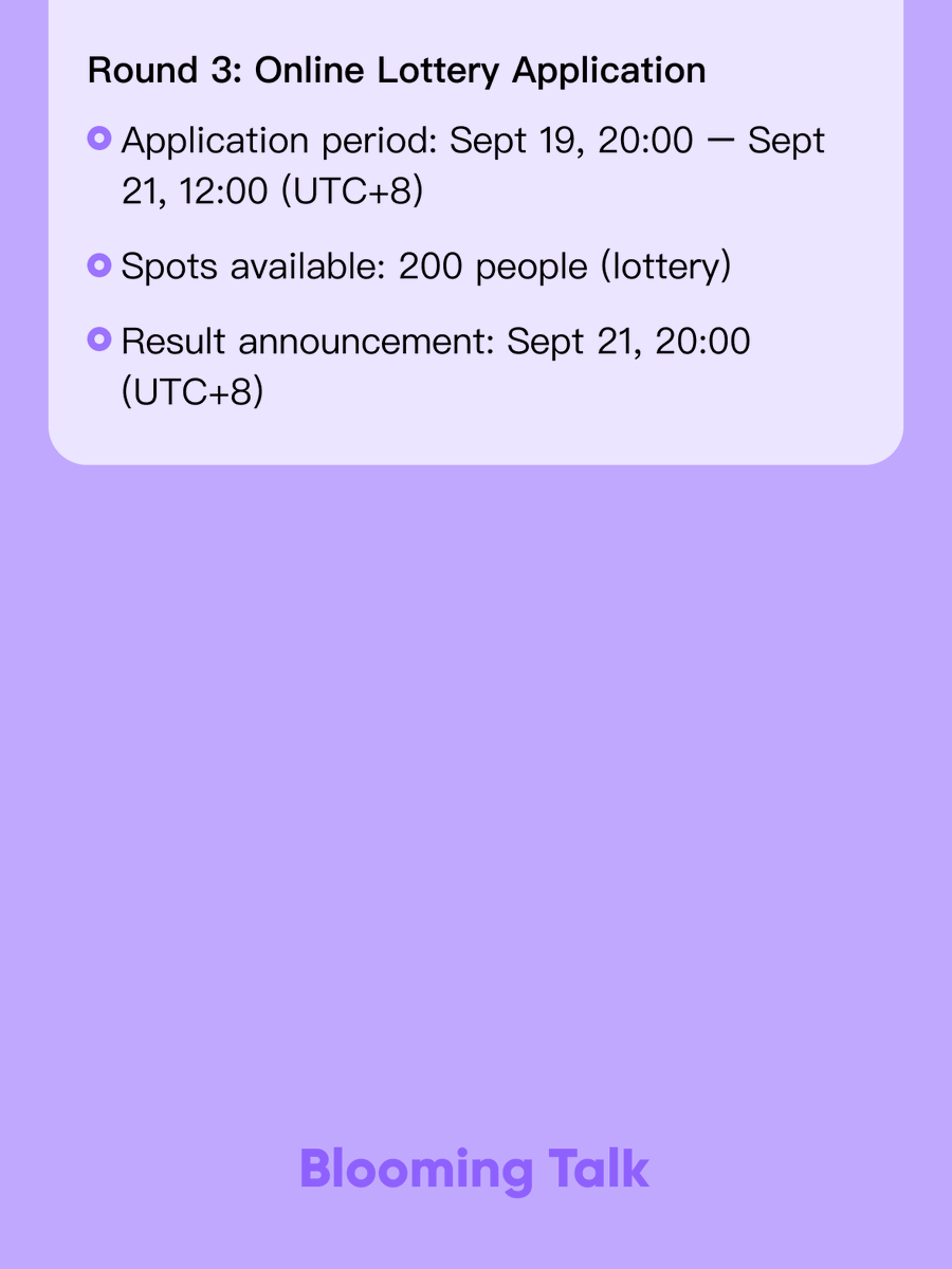 BloomingTalk's tweet photo. Hosting our very first offline event! 
✨ BLOOMING TIME ✨ 
💜 Come meet A2O MAY members up close!  

【Application Links】 
🔹 Round 1: https://t.co/vtLUxmVeDZ 
🔹 Round 2: https://t.co/ktbTqhn8eN 
🔹 Round 3: https://t.co/1xBWEFJhK5 

#A2O #A2OMAY #BloomingTalk #ItsBloomingTime https://t.co/50Hdb0YBRs