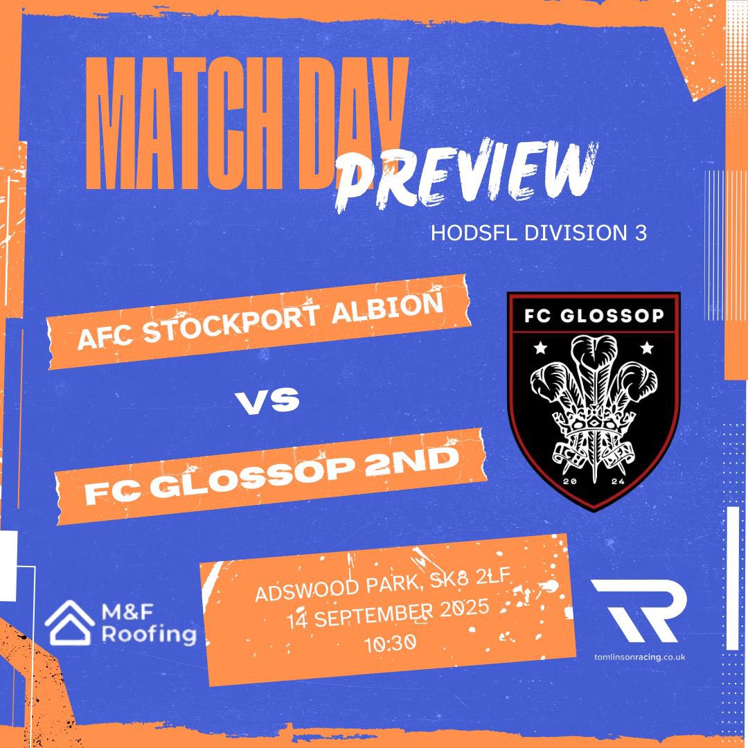 FC Glossop (@fcglossop) on Twitter photo Our 2nds look to continue the season in the same fashion they started, with a good performance and win against AFC Stockport Albion. They themselves started with a win last weekend. Hopefully we come out on top! Up the FCG πͺ π΄β«οΈπ΅π
Sponsored by
<a href="/RacingTomlinson/">TomlinsonRacing</a>
M&F Roofing Our 2nds look to continue the season in the same fashion they started, with a good performance and win against AFC Stockport Albion. They themselves started with a win last weekend. Hopefully we come out on top! Up the FCG πͺ π΄β«οΈπ΅π
Sponsored by
<a href="/RacingTomlinson/">TomlinsonRacing</a>
M&F Roofing
