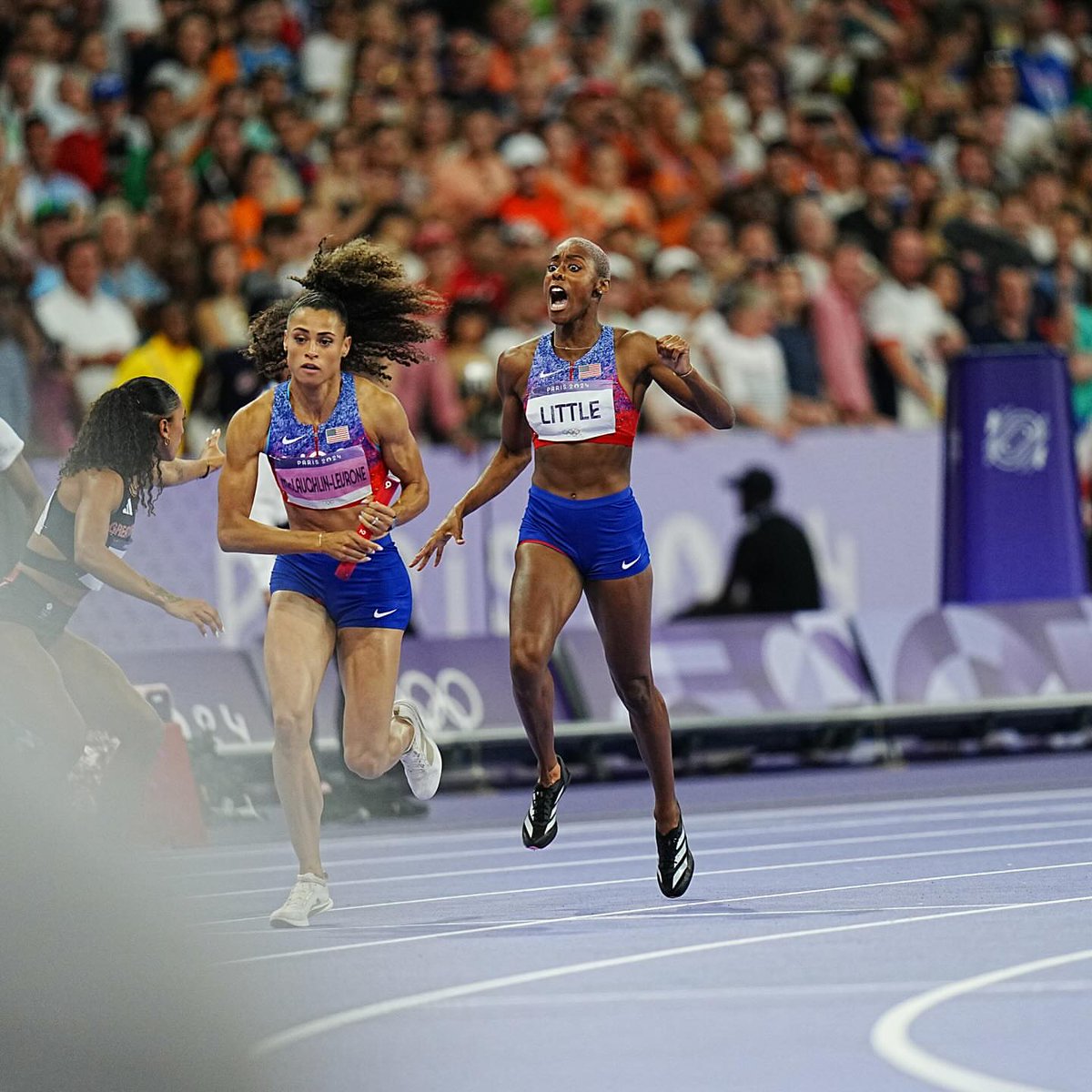 No athlete has won more relay gold medals for her country on the global stage than Sydney McLaughlin-Levrone since her first relay in 2019

2019 Doha Worlds- 2nd Leg (48.7)
2021 Tokyo Olympics- 1st Leg (50.2)
2022 Eugene Worlds- 4th Leg (47.9)
2024 Paris Olympics- 2nd Leg (47.7)