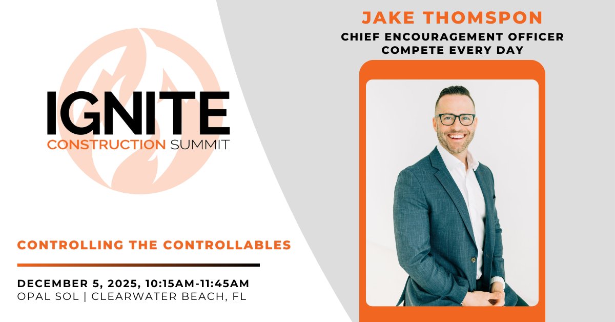 At #IGNITE2025, Jake Thompson will show how leaders can master the controllables and guide their teams to victory in uncertain times.

Dec 5 | 10:15–11:45 AM | Opal Sol Clearwater Beach FL

REGISTER TODAY &gt;&gt; events.american-tradeshow.com/ignite25