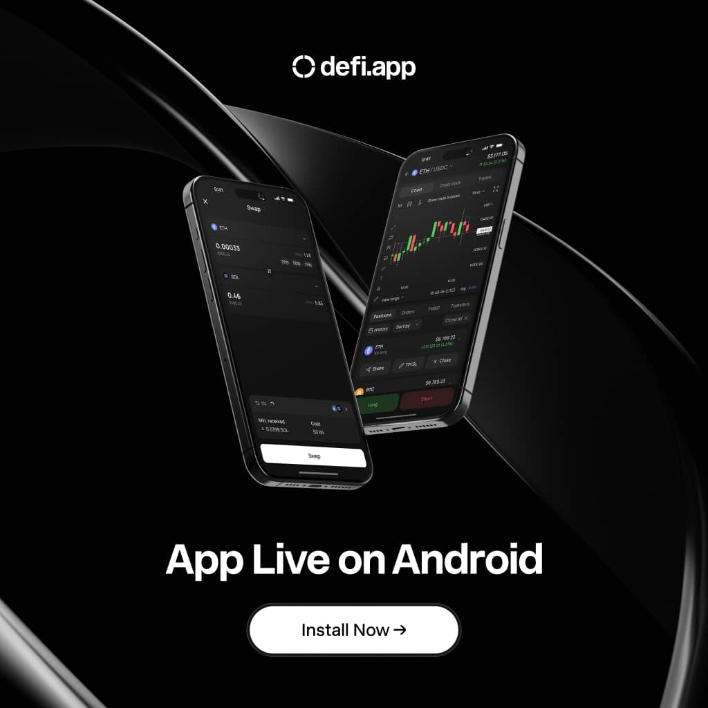 InnovatorXBT (@innovatorxbt) on Twitter photo The community asked, and <a href="/defidotapp/">Defi App 🎩</a> delivered.
Defi App is now live on Android, install today and start trading instantly. The community asked, and <a href="/defidotapp/">Defi App 🎩</a> delivered.
Defi App is now live on Android, install today and start trading instantly.