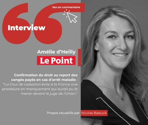 Report des #congéspayés : Amélie d'Heilly réagit dans <a href="/LePoint/">Le Point</a> 📌 Merci <a href="/NicolasBastuck/">Nicolas Bastuck</a> d'avoir consulté AvoSial sur l'important arrêt de ce 10 septembre et ses conséquences ➡️ lepoint.fr/societe/arret-… 
#droitsocial #avocats #arretmaladie #entreprises