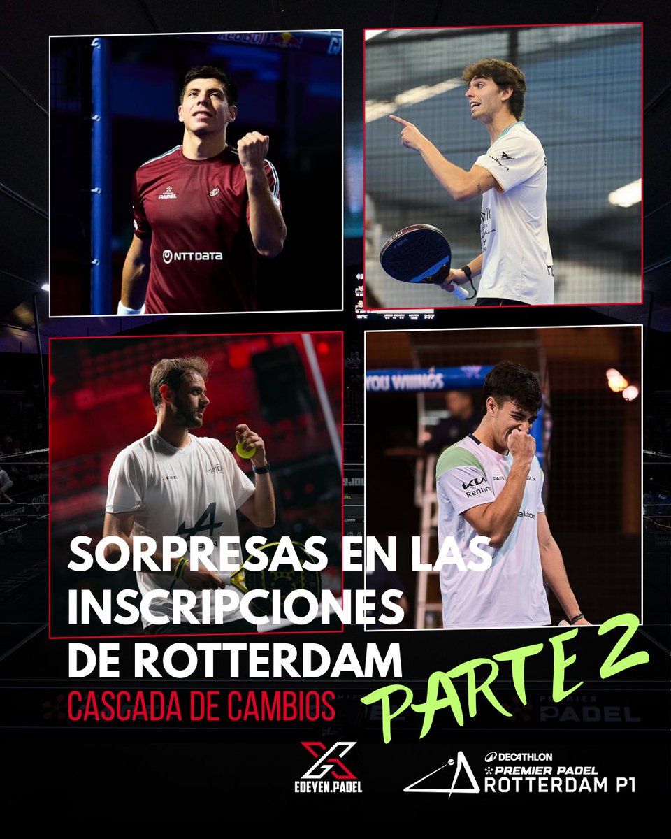 ⏳ A minutos del cierre de inscripciones en Rotterdam P1. La cascada de cambios en el cuadro masculino ha sido intensa: rupturas inesperadas, apuestas arriesgadas… y varias parejas que, en mi opinión, no están hechas para durar. Se viene un torneo con mucha letra chica. #Padel