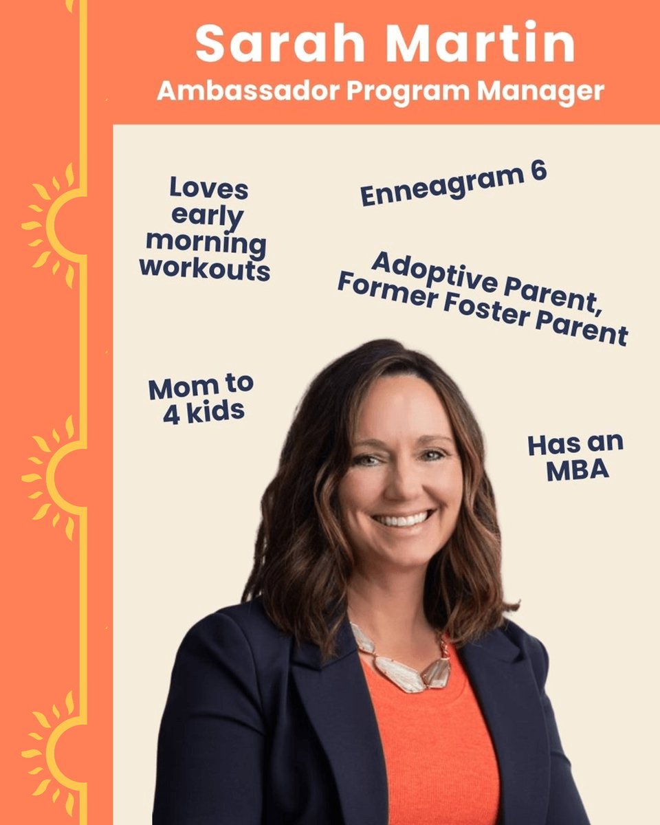 BetheSourceCO's tweet photo. Meet the Team!

Sarah Martin
Ambassador Program Manager
Lived Experience:​ Former Foster Parent, Adoptive Parent
Hobbies: Hiking with her Dog, Reading, Early Morning Workouts

 #bethesourceco #healingcentered #traumainformed #thisisfostercare  #kinshipcare #nonprofit #colorado https://t.co/7fFwtuMFy5