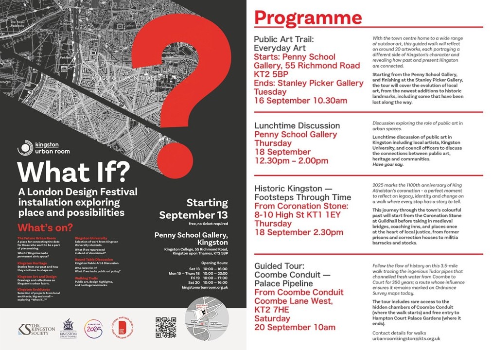 With so much development going on across Kingston, and so many posts from people feeling powerless, this free 𝙒𝙝𝙖𝙩 𝙄𝙛? <a href="/L_D_F/">London Design Festival</a> installation (incl.  talks &amp; walks) from about how residents could shape where they live will hopefully appeal. kingstonurbanroom.org.uk (13-20 Sept)