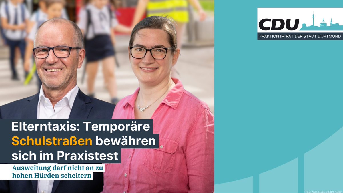 🏫🛣️ Elterntaxis: Temporäre Schulstraßen bewähren sich im Praxistest. Ausweitung darf nicht an zu hohen Hürden scheitern ❕ cdu-fraktion-dortmund.de/artikel/eltern…