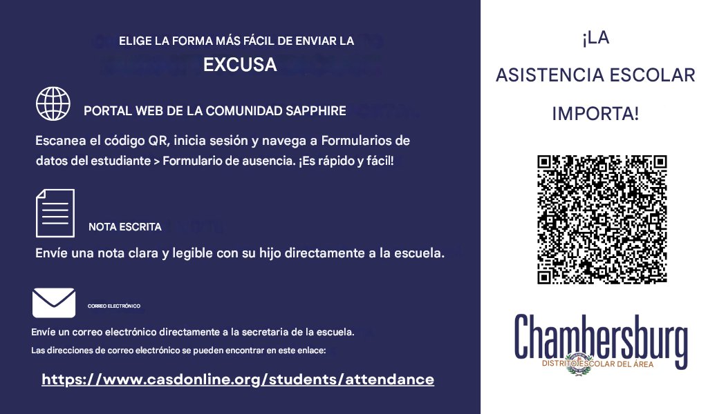 School attendance matters! Did you know that in addition to notes, student absence excuses can be quickly and easily submitted through the Sapphire Portal or by email? For more info, visit casdonline.org/students/atten…