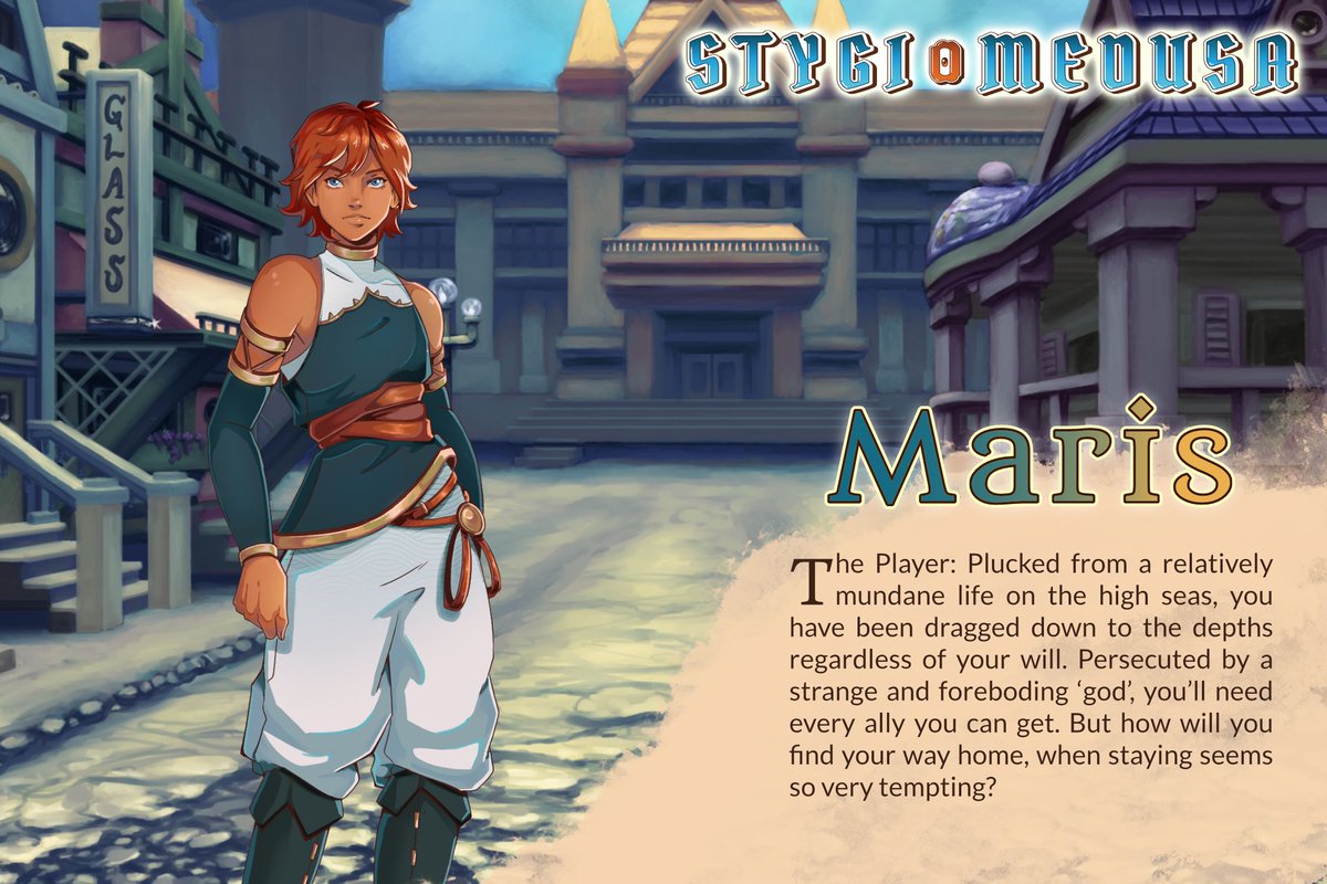 StygiomedusaVN's tweet photo. 🐠 Meet 'yourself'... the MC!🐠 

Plucked from life on the high seas, you've been dragged down into the depths. Persecuted by a foreboding 'god', you'll need every ally to find your way home! 

🐠Customize your name &amp; play as a gender neutral MC 🐠 

#vndev #gamedev https://t.co/wpruQIg7l5