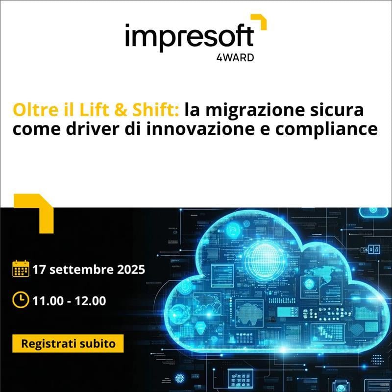 [𝐖𝐞𝐛𝐢𝐧𝐚𝐫] Scopri come una migrazione al #cloud sicura diventa motore di innovazione e conformità. Un approccio strategico per affrontare governance e protezione dei dati, garantendo una transizione scalabile e consapevole.

Iscriviti ora👉 eu1.hubs.ly/H0m_CYz0