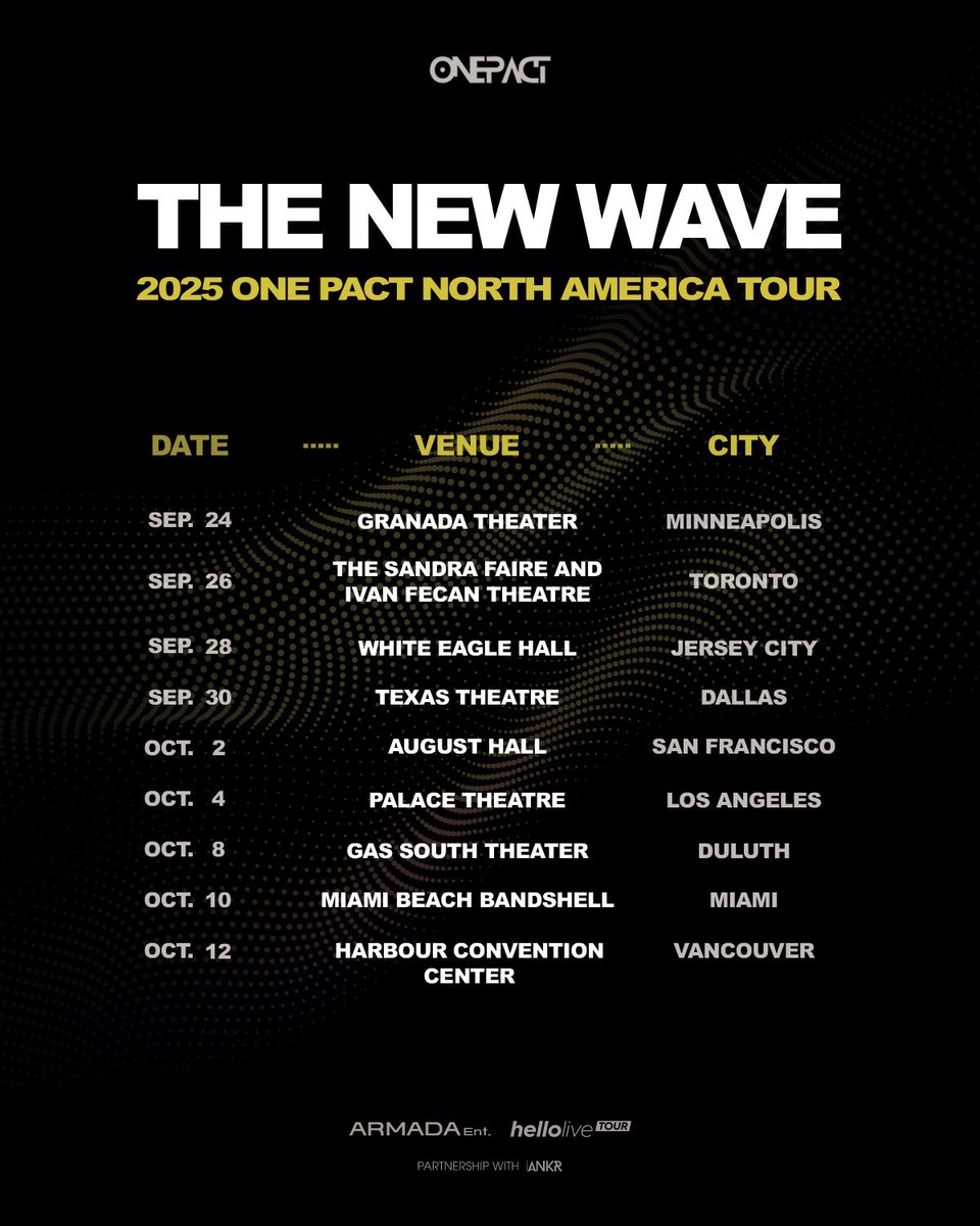 ankr_ent's tweet photo. 🌊 ONE PACT North America Tour 2025 🌊

THE NEW WAVE

📍 The full list of cities and venues is now complete — where will we see you? 💙

Tickets available at
🔗 https://t.co/TQDXhUNSBK

#ONEPACT #NATour2025 #원팩트 #TheNewWave #Kpop https://t.co/obS74tuKsg