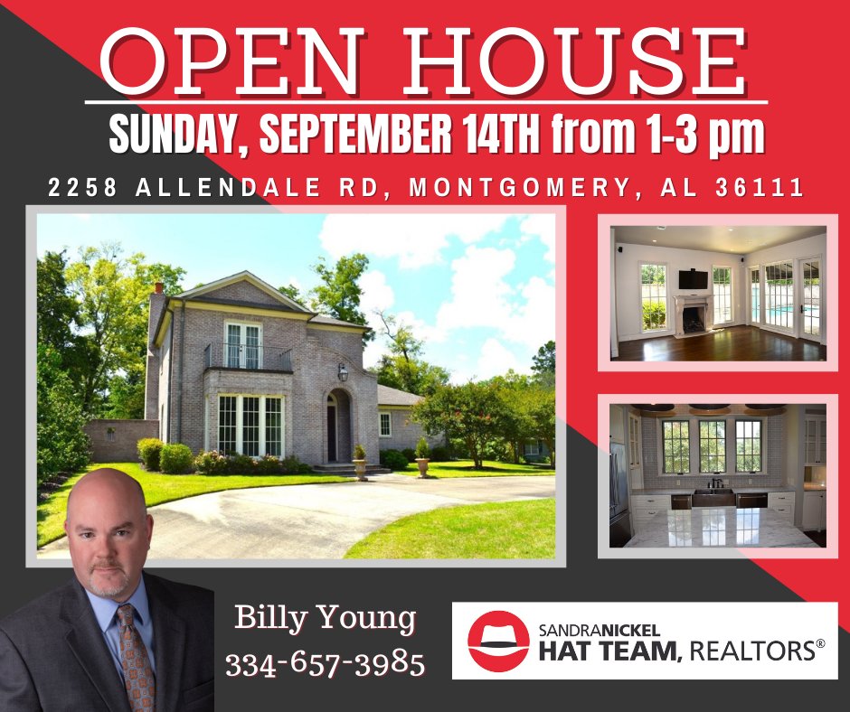 MavenofMidtown's tweet image. 🏡💥 4 Incredible Homes, 1 Epic Afternoon💥🏡
•
📅 TODAY: Sunday, Sept. 14th
🕐 TIME: 1–3 PM (CDT)
•
#openhouses #OpenHouseExtravaganza #openhousesunday #montgomeryalopenhouses
#yourmontgomeryalrealtor #montgomeryrealestate #realestate #lovewhereyoulive #HatTeamRealtors