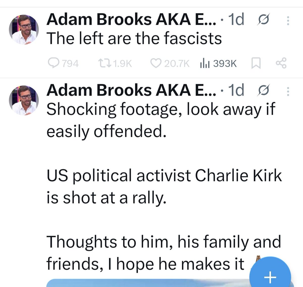 Steven82039035's tweet photo. I wonder when this freak, doing his usual pearl clutching is going to retract his comments now it transpires the killer of the white supremacist Charlie Kirk was one of his lot 🤷 https://t.co/byEc90dQny