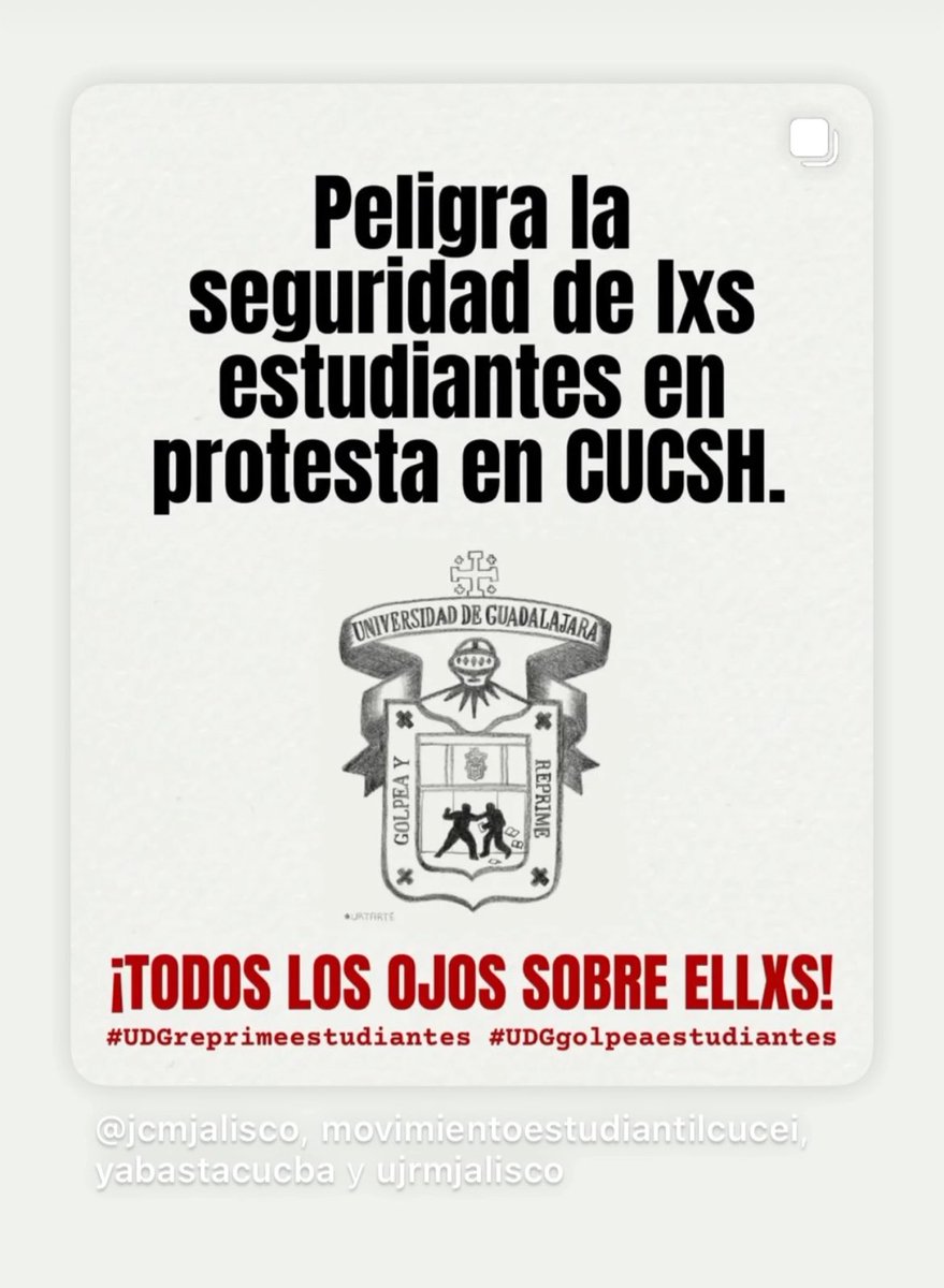 La UdeG NO me cuida (@laudegnomecuida) on Twitter photo ¡La <a href="/udg_oficial/">Universidad de Guadalajara</a> reprime estudiantes! Apoyo en el <a href="/CUCSH_oficial/">CUCSH oficial</a> Belenes en donde nuestras compañeras y compañeros están rodeados de porros de la <a href="/FEU_UdeG/">FEU</a> y la rectora <a href="/KarlaPlanter1/">Karla Planter</a> ya envió a sus m4tones. ¡La <a href="/udg_oficial/">Universidad de Guadalajara</a> reprime estudiantes! Apoyo en el <a href="/CUCSH_oficial/">CUCSH oficial</a> Belenes en donde nuestras compañeras y compañeros están rodeados de porros de la <a href="/FEU_UdeG/">FEU</a> y la rectora <a href="/KarlaPlanter1/">Karla Planter</a> ya envió a sus m4tones.