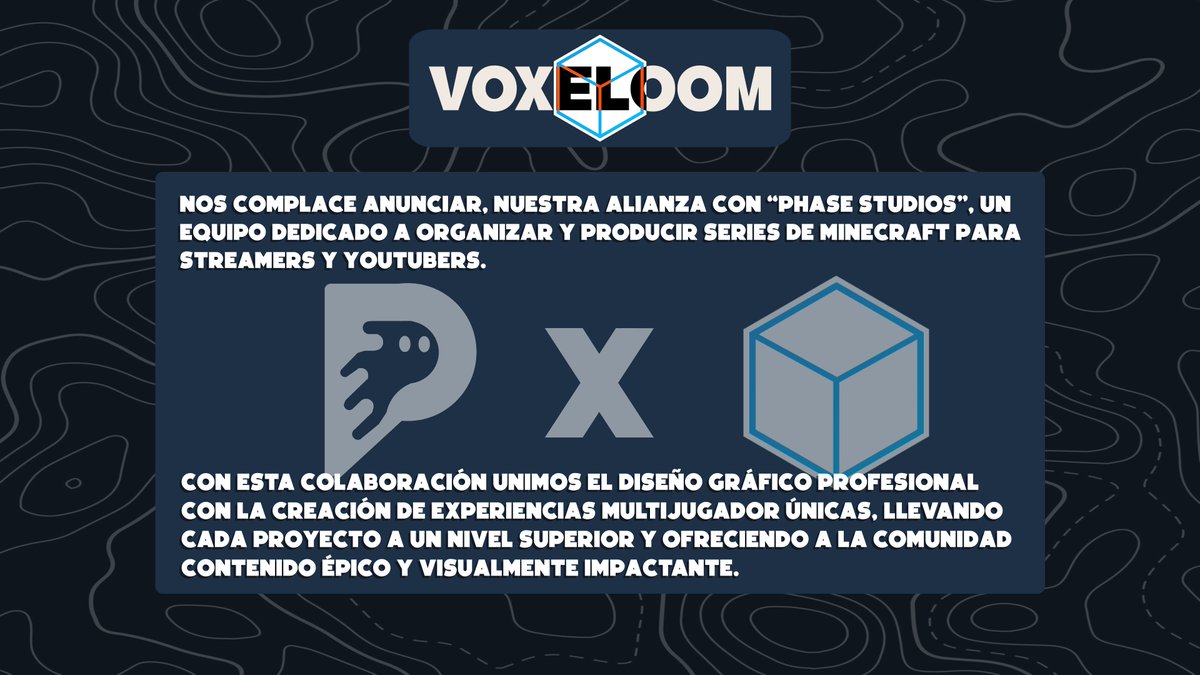 🟦 | Voxeloom Studio x Phase Studios

Unimos diseño gráfico profesional con la creación de series de Minecraft para streamers y youtubers.

✨ Se vienen proyectos épicos <a href="/PhaseStudioss/">Phase Studios | Events For MC</a> 
#Minecraft #Voxeloom #PhaseStudios #miniatura
