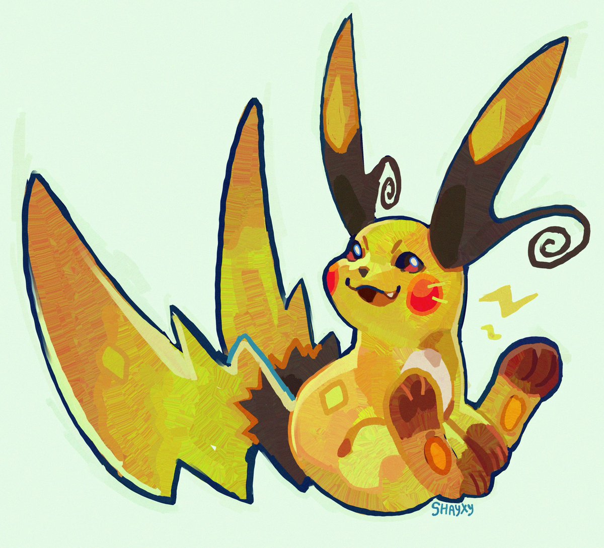 Le_Shayxy's tweet image. ZA spoilers //

Mega Raichu X.. that body of yours is absurd !!