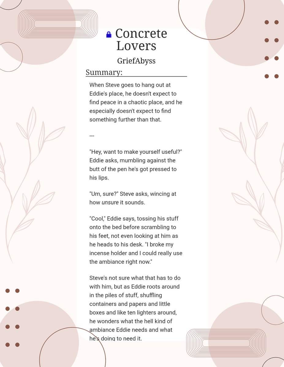 SubSteveSept's tweet photo. Welcome to our second FicRec Friday!

First up, Concrete Lovers by GriefAbyss!

What anon loved: "Aside from everything? The sex is hot. The play before intercourse is hot. The aftercare is sweet. Every aspect feels incredibly natural and in character. It's just such a great fic" https://t.co/I3twWlGHqq