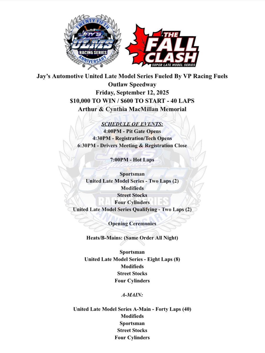 RossRobinsonRacing (@rracing7) on Twitter photo 💥Ross and Amanda are New York bound for the <a href="/ULMSLateModels/">United Late Model Series</a> Series Fall Clash $10,000 to win Arthur & Cynthia MacMillan Memorial.
📍 <a href="/OutlawSpeedPR/">Outlaw Speedway</a>
📺 <a href="/FloRacing/">FloRacing</a>
📱 <a href="/MyRacePass/">MyRacePass</a> 💥Ross and Amanda are New York bound for the <a href="/ULMSLateModels/">United Late Model Series</a> Series Fall Clash $10,000 to win Arthur & Cynthia MacMillan Memorial.
📍 <a href="/OutlawSpeedPR/">Outlaw Speedway</a>
📺 <a href="/FloRacing/">FloRacing</a>
📱 <a href="/MyRacePass/">MyRacePass</a>
