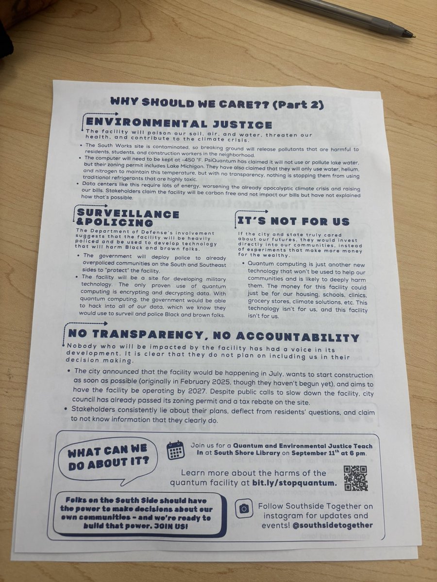 xCORZAIRx's tweet image. $9B “quantum facility” at South Works = 150 jobs, toxic dust, higher rents &amp;amp; more police.

South Side doesn’t need tech toys for the rich — we need homes, schools, clinics &amp;amp; grocery stores.

This ain’t for us. #SouthWorks #Chicago #environmentaljustice #gentrification #BREAKING