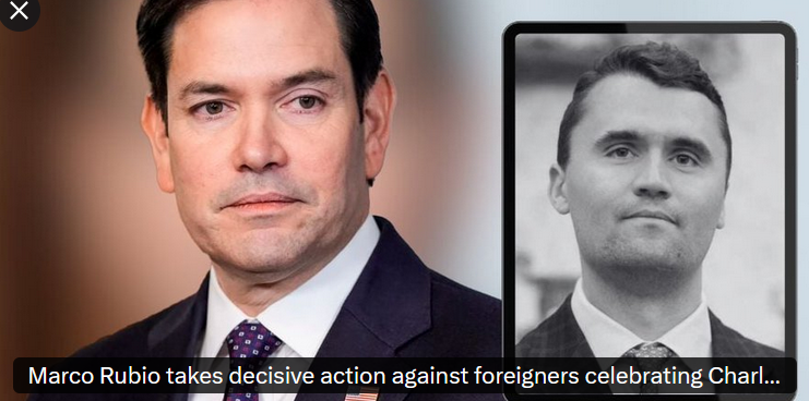 BelannF's tweet photo. Should the people here on a green card or student visa already be deported for celebrating the de@th of Charlie Kirk?

Marco  Rubio takes decisive action against foreigners celebrating Charlie  Kirk's assassination on Social Media, a firm step against political  violence

"Rubio  announced that he will ban entry into the country for any foreign  national who celebrated Kirk's assassination online—a decision confirmed  by Deputy Secretary of State Chris Landau in a post on X that was  widely echoed on September 11, 2025."

https://t.co/yohYr3wsZX
