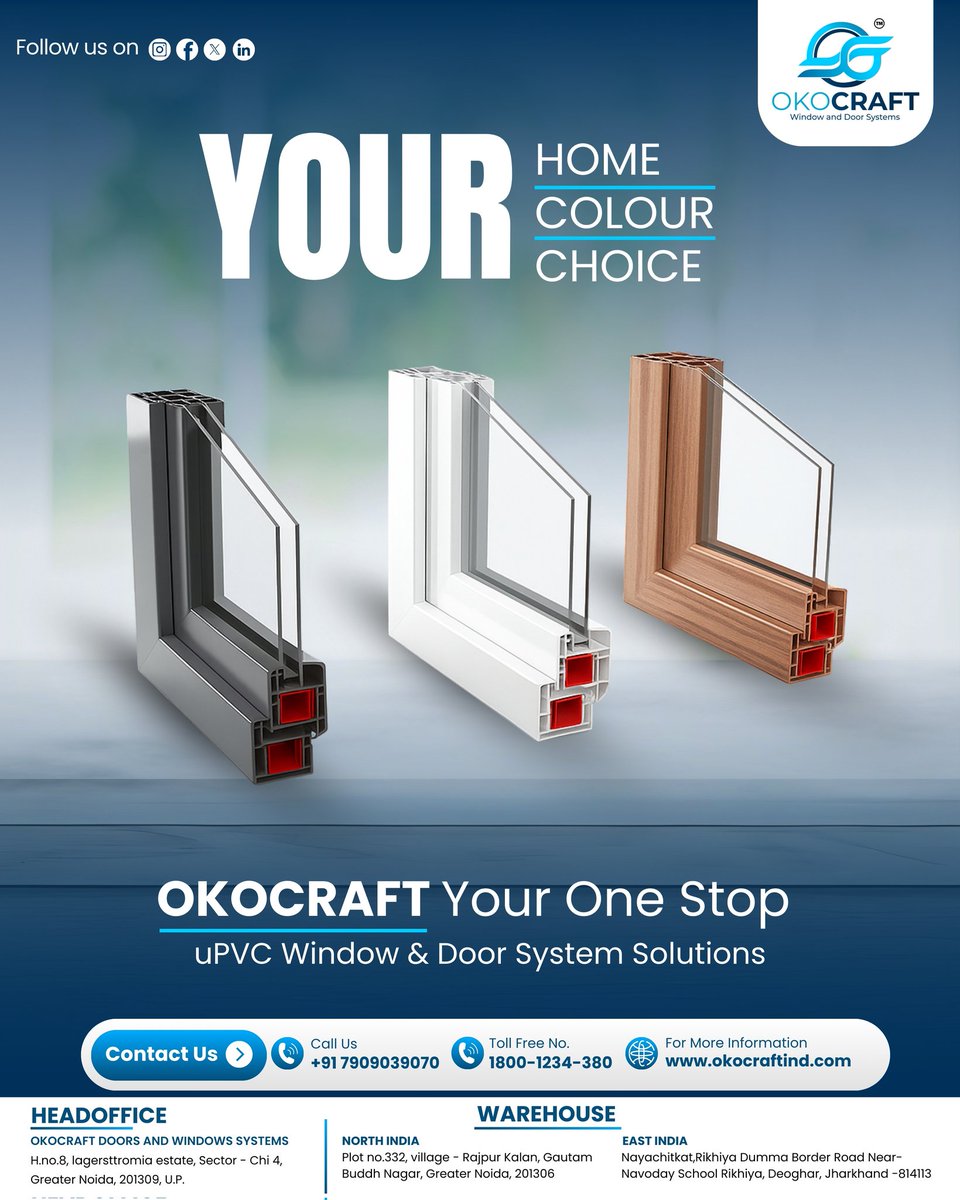 oko_craft's tweet image. 🎨 Your Home. Your Colour. Your Choice. 🏡
Why fit in when your home can stand out?
💡 One Stop for:
✔️ Quality uPVC Systems
✔️ Multiple Color Options
✔️ Durable &amp;amp; Weatherproof Designs
📍 Serving All Across India | 📞 1800-1234-380
#OkoCraft #WindowGoals #CustomWindows #uPVCDoors