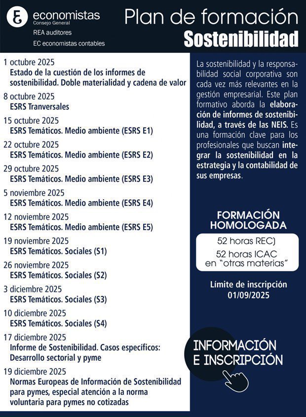 📢 Plan de formación sobre #sostenibilidad (52 horas REC]) de octubre a diciembre.

tinyurl.com/uph6zrnk