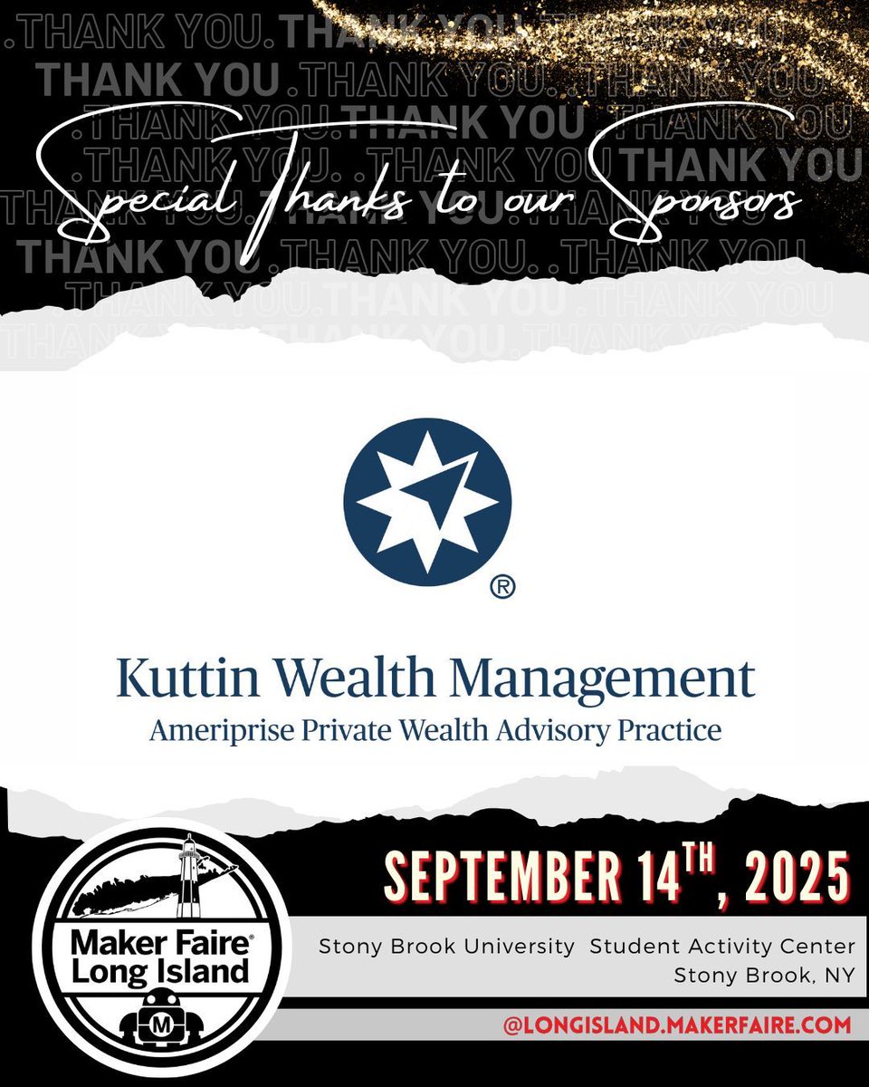 🌟 Sponsor Spotlight: Kuttin Wealth Management
Their support helps us bring together makers, innovators, and families to celebrate creativity, STEM education, and community connection.
📅 Sunday, Sept 14, 2025
📍 Stony Brook University
🎟️ Tickets &amp; Info → buff.ly/Jn9ykZk