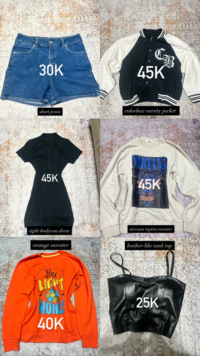 wts/want to sell ⭐️

hot pants, bodycon dress, oversized sweater, colorbox jacket, tanktop, topten

⚠️ 100% no minus ദ്ദി ˉ͈̀꒳ˉ͈́ )✧ pemakaian bersih dan terawat. check out by 🍊 and free ongkir! 🚚

dm/reply for details 🙈
🏠 kab. tangerang

#zonauang #zonajajan #preloved