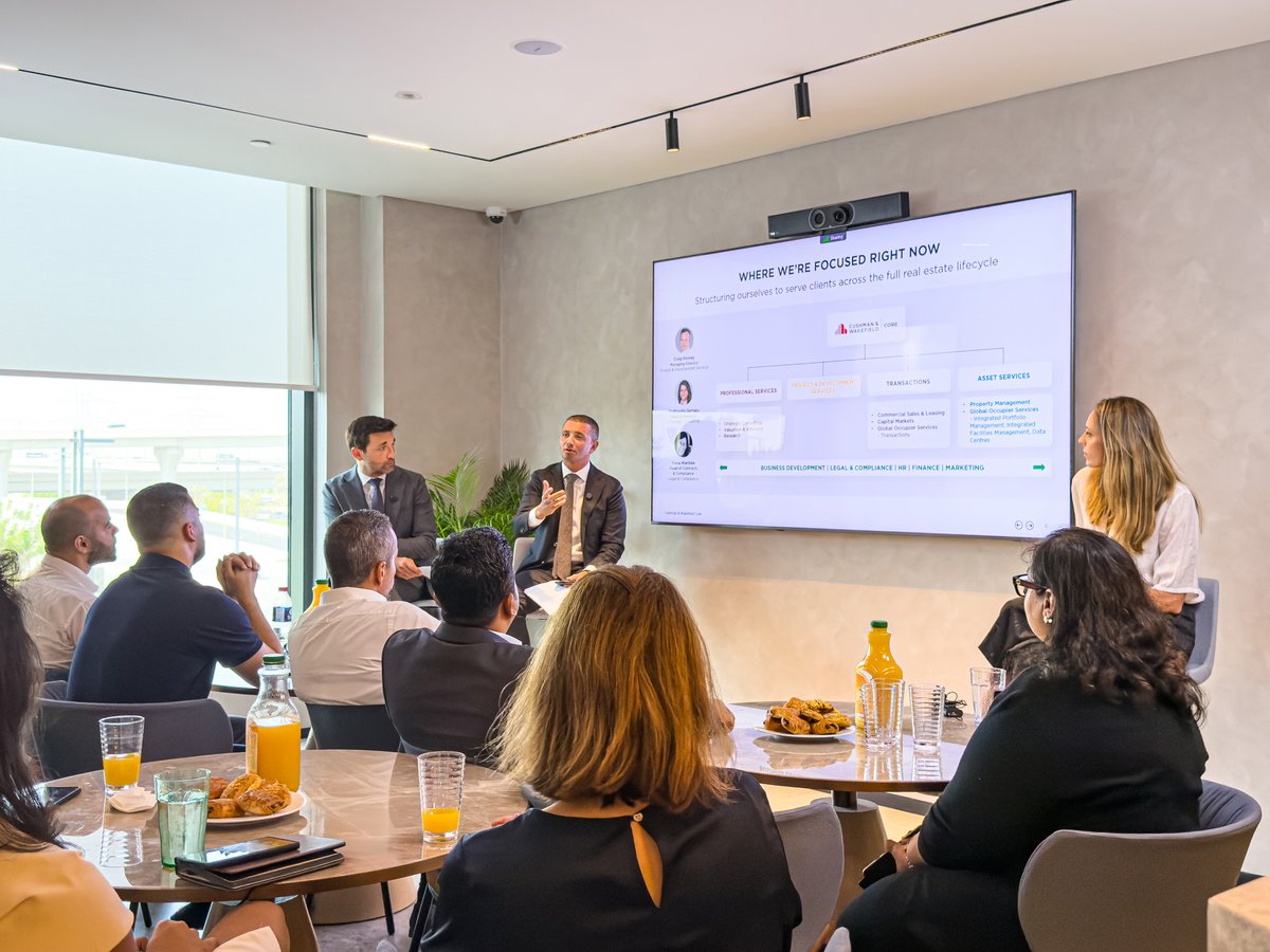 CushWakeCore's tweet image. At yesterday&apos;s Townhall, Edward Macura and David Abood, shared the priorities guiding us forward: strengthen our presence in the UAE and Egypt, stay aligned with evolving client needs, and position Cushman &amp;amp; Wakefield Core for the next stage of expansion.

#BetterNeverSettles