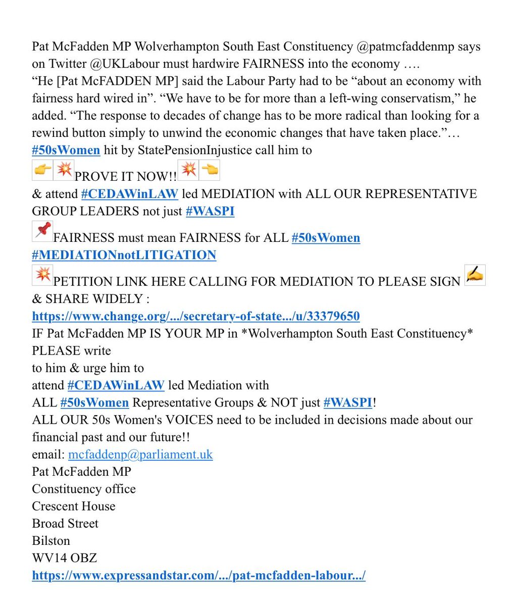 gerrymcdonagh4's tweet image. #50sWomen #CEDAWinLAW
we are still waiting for @DWPgovuk to get back to us on our request for #Mediation 🙄
What are you waiting for? So many women are dying while you procrastinate 🙄
expressandstar.com/news/local-hub…