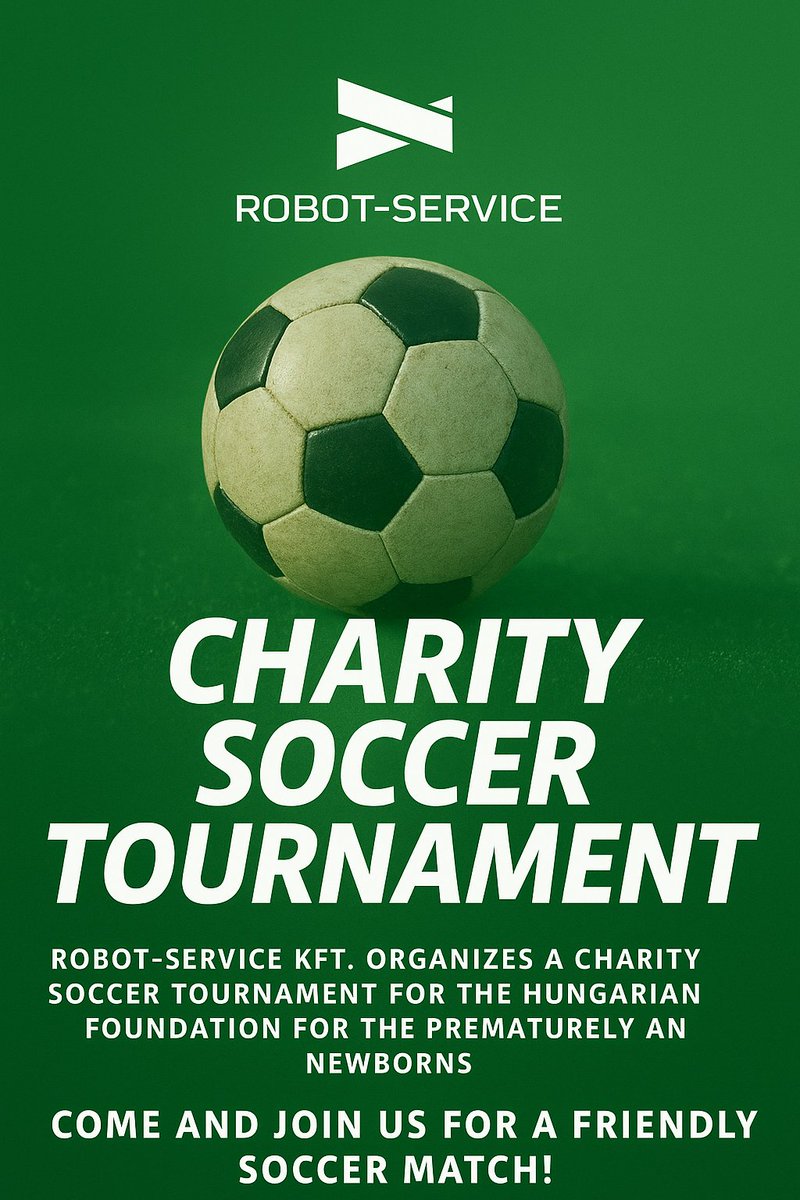 KftRobot's tweet image. ⚽Tradition continues!
This November we host the 4th Charity Football Tournament supporting the Hungarian Preterm & Newborn Rescue Foundation. 💙 Stay tuned for details!
We are not just creating a machine, but a professional product!
#RobotService #CharityFootball #PretermCare