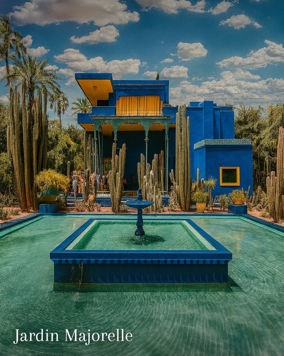 Magic_Morocco_'s tweet photo. 💙✨ Hidden in the heart of Marrakech, Jardin Majorelle is one of Morocco’s most magical attractions.🌴🎨

Colorful fountains, and the world-famous Majorelle Blue walls that make every corner feel like a postcard. 📸 

👉 Apply now for your Morocco eVisa Link in bio. https://t.co/zdYysYsPol