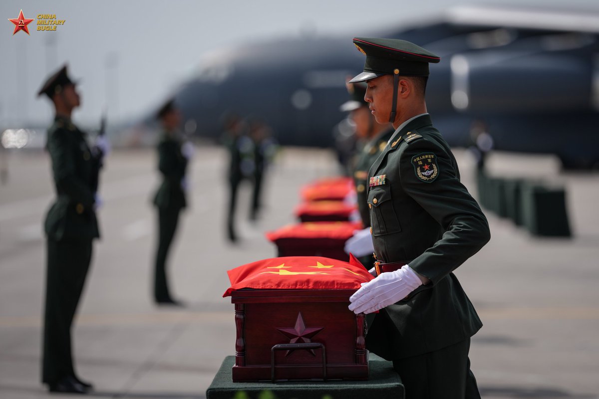 China Bugle 中国军号 (@chinabugle) on Twitter photo Remains of 30 Chinese People's Volunteers soldiers who lost their lives during the War to Resist U.S. Aggression and Aid Korea were returned to China on Sept. 12 from the ROK. The remains of the fallen soldiers were carried by a PLA Air Force Y-20 transport aircraft. Remains of 30 Chinese People's Volunteers soldiers who lost their lives during the War to Resist U.S. Aggression and Aid Korea were returned to China on Sept. 12 from the ROK. The remains of the fallen soldiers were carried by a PLA Air Force Y-20 transport aircraft.