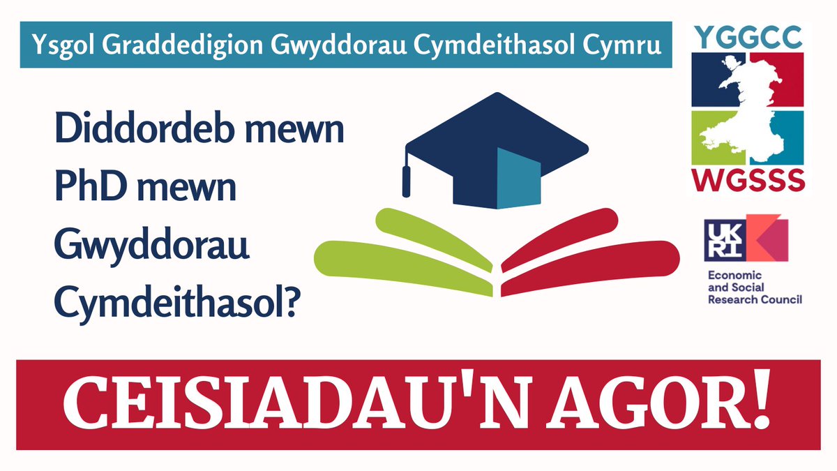 WGSSSDTP's tweet image. 🎓 Oes gennych chi ddiddordeb mewn PhD ym maes y Gwyddorau Cymdeithasol?

Mae Cystadleuaeth Ysgoloriaethau Cyffredinol 2026 YGGCC yn lansio ar 9 Medi.

🗓️ Dyddiad cau: 11 Rhag 
 🔗 Gwnewch gais: wgsss.ac.uk/cy/cystadleuae…