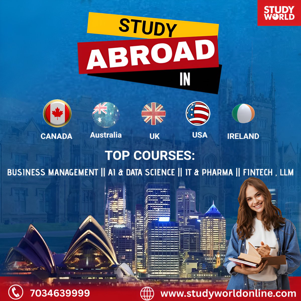 studyworld11841's tweet image. ✨Dreaming of studying abroad?

Canada, Australia, UK, USA &amp;amp; Ireland await you! 

📞 7034639999 
Chat Us : wa.me/9446556455

#studyworldgroup #StudyAbroad #GlobalEducation #StudyInCanada #StudyInAustralia #StudyInUK #StudyInUSA #StudyInIreland #CareerAbroad #FutureReady