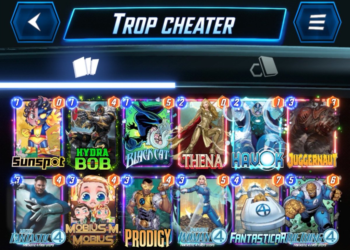 26th rank Infinite reached 💯🔥

I had many ups and downs this season, but thanks to the OTA (Ils ont littéralement anéanti Killmonger)
This deck made is through the whole climbing 📈

#MarvelSnap