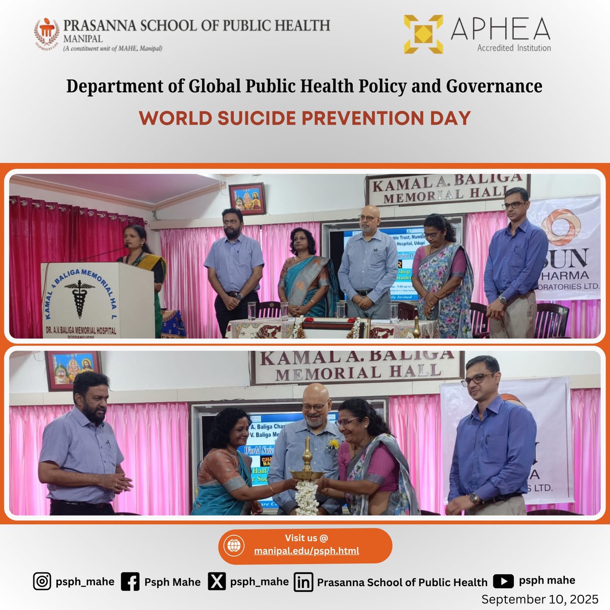 psph_mahe's tweet photo. ๐ World Suicide Prevention Day 2025
Dr. A V Baliga Memorial Hospital, Udupi
Chief Guest: Dr. Varalakshmi C S, PSPH, MAHE
Talk: Adolescent Mental Health
An inspiring call to action for #MentalHealth & #SuicidePrevention ๐
#PSPH #MAHE #WSPD #PublicHealth #AdolescentHealth https://t.co/k2ljx6ioaw