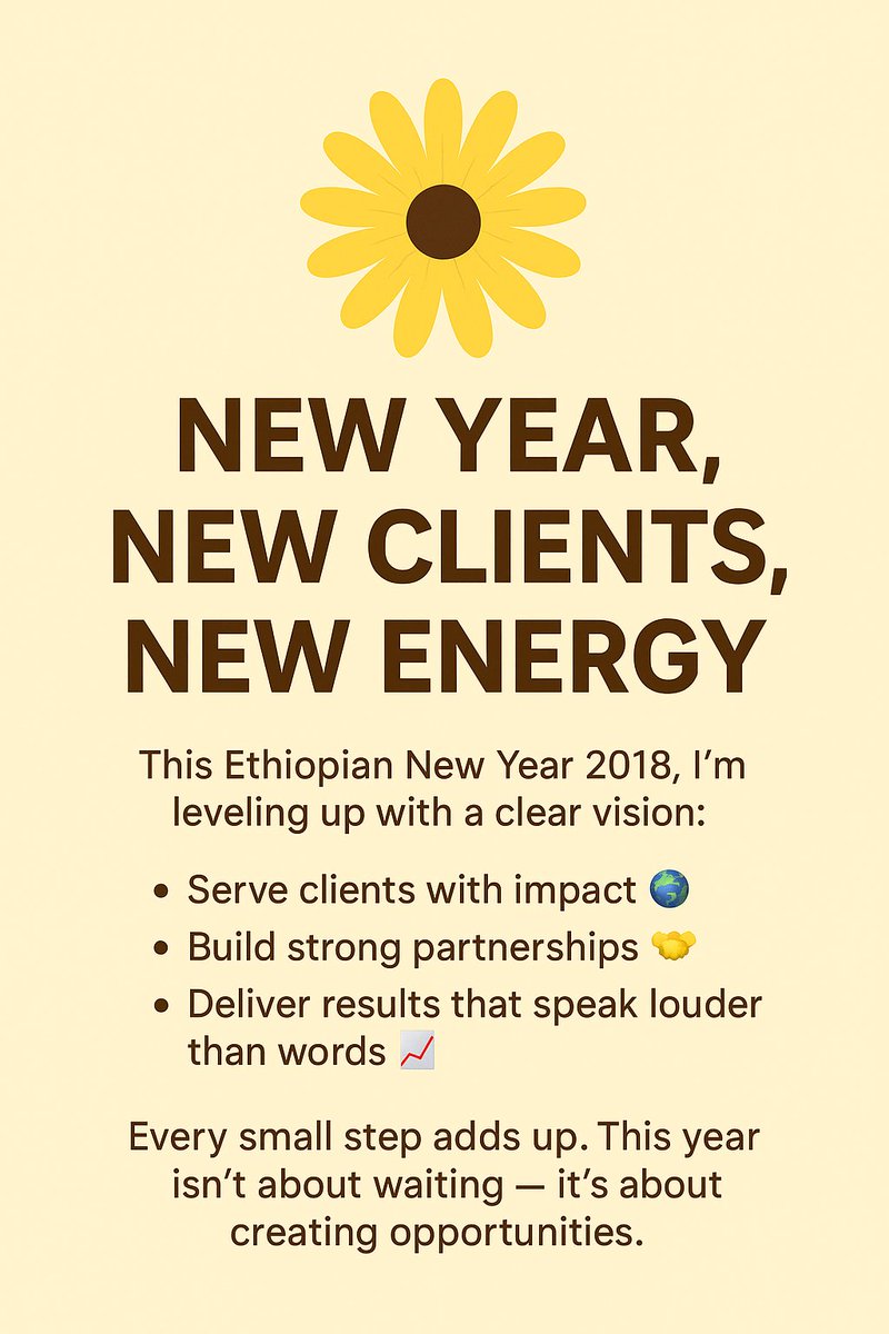 🚀 

Every small step adds up.
This year isn’t about waiting — it’s about creating opportunities.

#NewYear2018 #DigitalMarketing #GrowthMindset #SocialMediaStrategy #Advertising #MetaAds #GoogleAds #MarketingEthiopia #GlobalBusiness