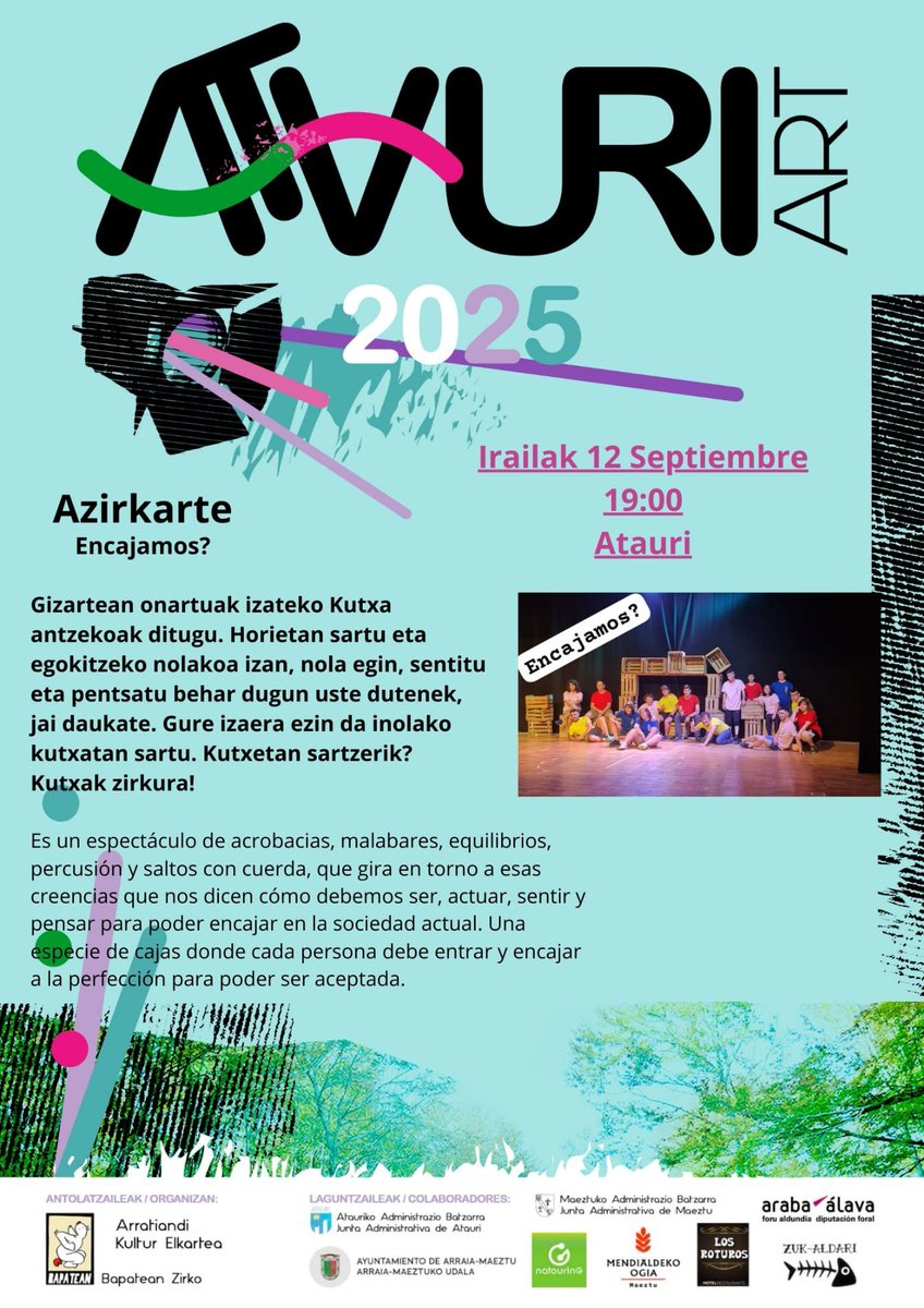 natourinG's tweet image. "Encajamos?" Azirkarte.
Irailak 12 de septiembre,
#Atauri 19:00
#ArabakoMendialdea #AtauriArt #MontañaAlavesa #AtauriArt2025