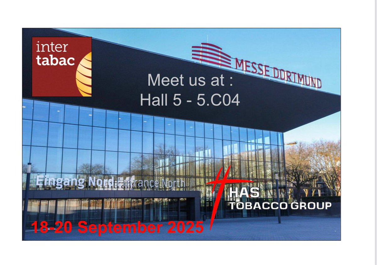 hastobaccogroup's tweet image. Let's meet at Messe Dortmund #visitus #intertabac #intertabac2025 #hastobaccogroup #hasgroup