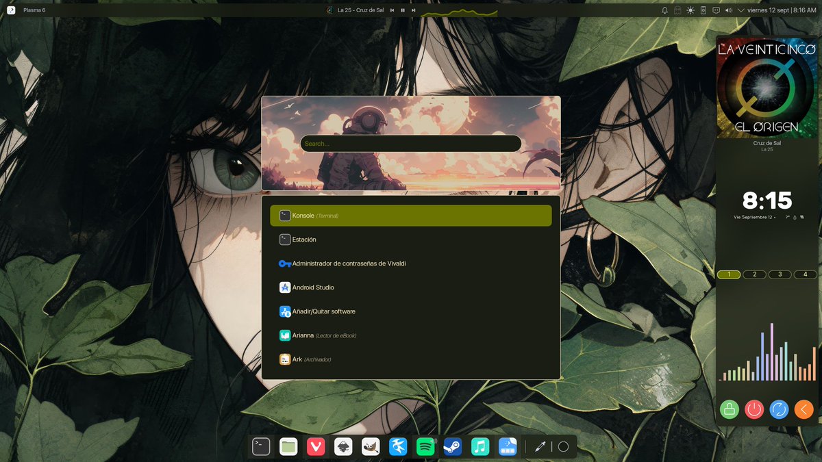 #ViernesDeEscritorio #GNU #linux todavía no probaste el tema Ned? Arch linux, plasma, Ned seduccionlinux.wordpress.com/ned/