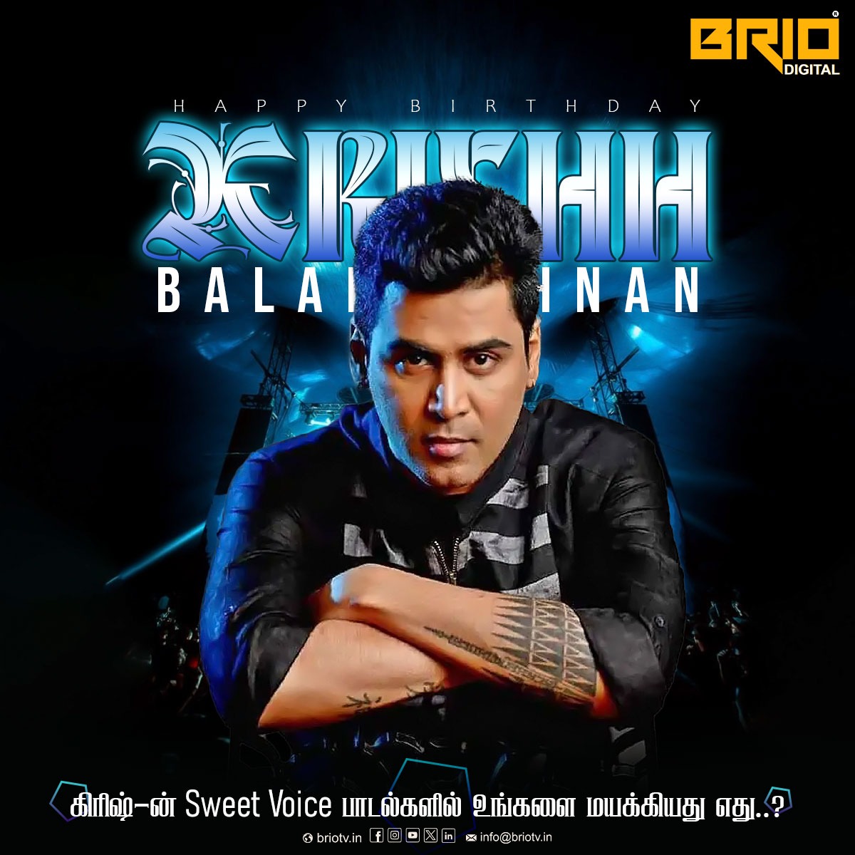briocinema's tweet image. Happy Birthday Krishh Balakrishnan🎤✨

#Krishh #HBDKrishh #HappyBirthdayKrishh #Birthday #BrioTv #BrioDigital

@krishoffl @briotvindia @briodigitalX @BRIOOTT @gembriopictures @gembrio_media