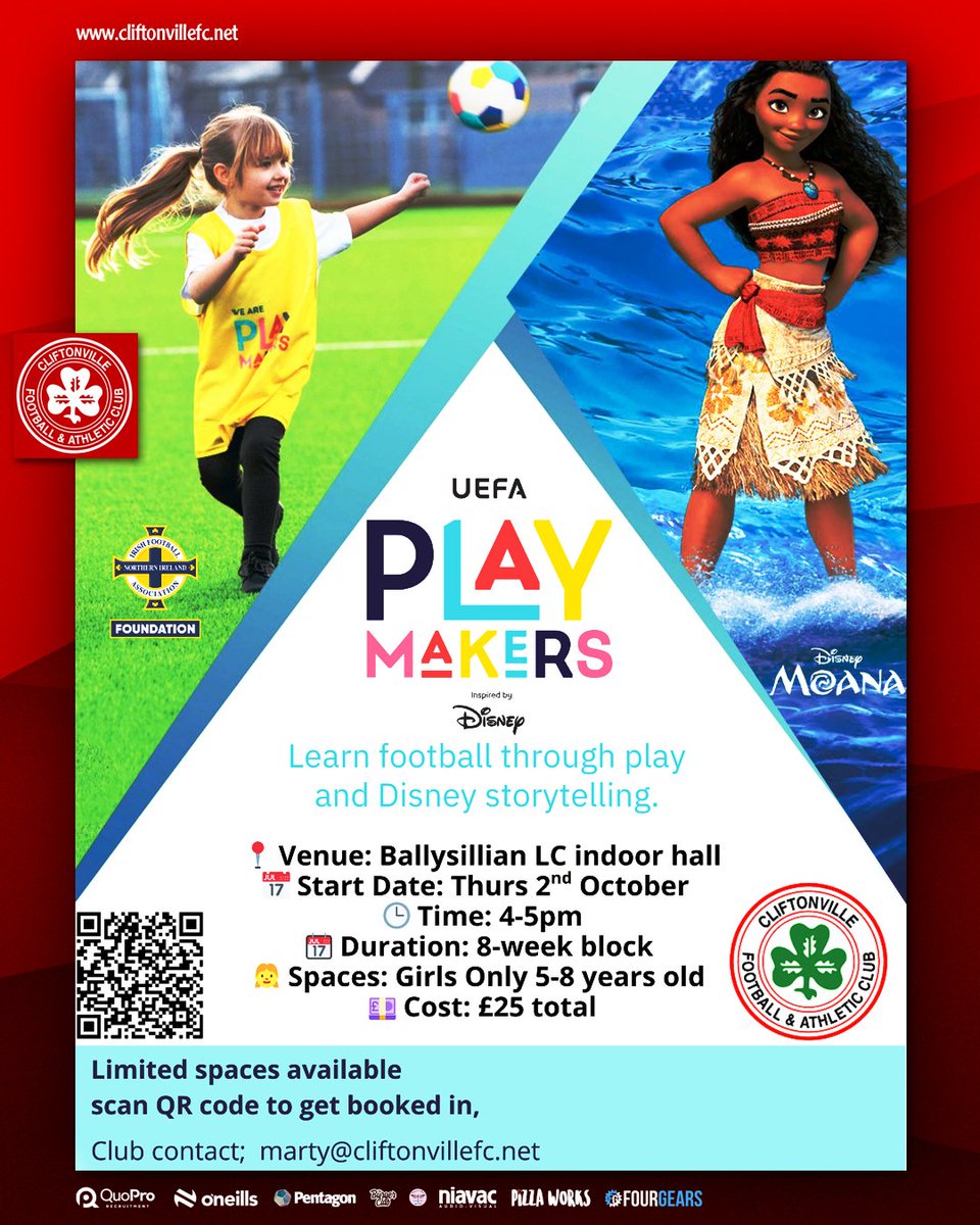 cliftonvillefc's tweet image. ⚽️ UEFA Disney Playmakers provides a fun, magical and engaging entry point to football through the power of Disney storytelling.

Open to girls aged 5-8, you can start your story by signing up with the Reds today.

➡️ cliftonvillefc.net/2025/09/12/sta…