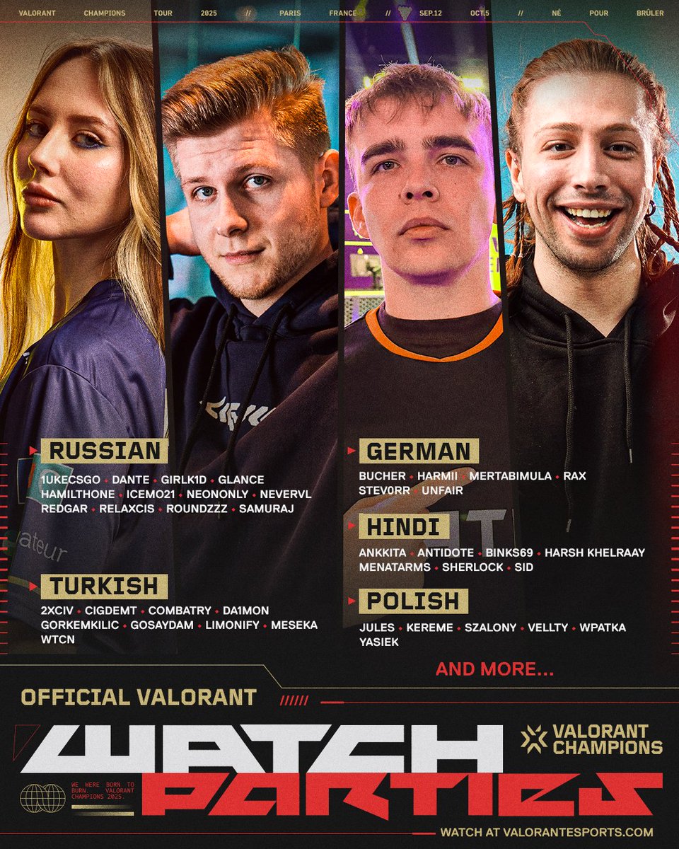 Watch the biggest event of the year with your favorite creators! #VALORANTChampions