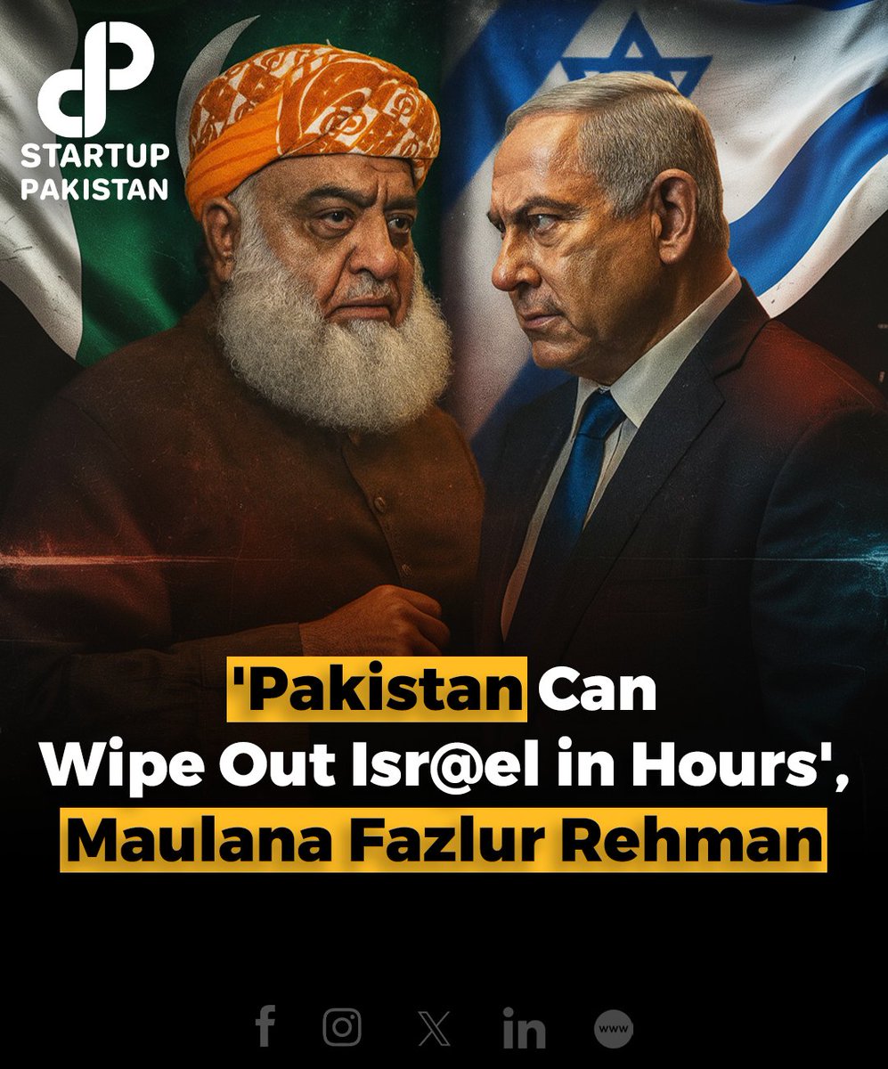 PakStartup's tweet photo. 'Pakistan can wipe out Isr@el in Hours', Maulana Fazlur Rehman
Disclaimer: This post is for information, based on available reports. Image is Ai generated. Incident shown in the image is no real and is just for reference.
#Pakistan #Regional #PersonalView https://t.co/2bNnJxRPSt