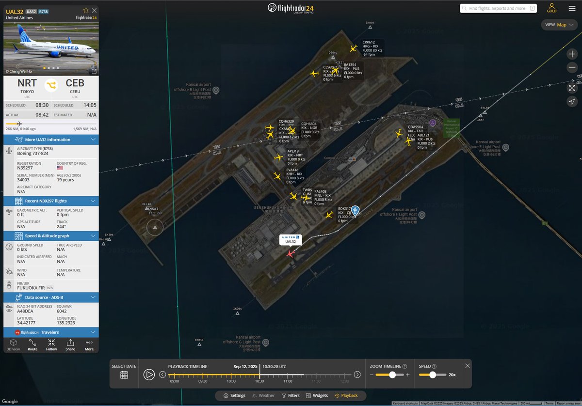 a6m2b_zeke21's tweet image. ようわからんけど
NRT-CEBのUA機がKIXにDIVしてTWY上で停止して緊急脱出したようだ。
#RJBB #KIX #関西空港 #UAL #UA