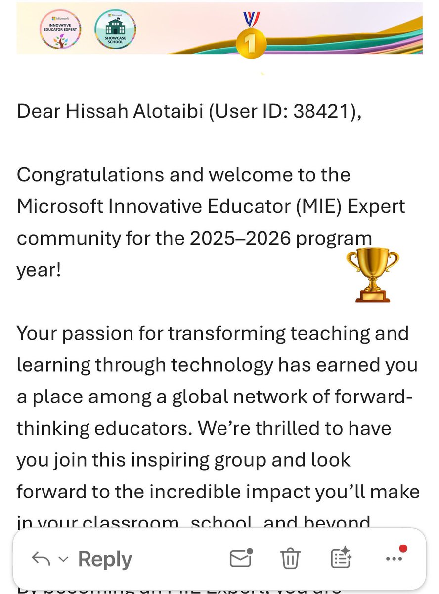 بفضل الله 🎉 أتشرف للسنة الرابعة على التوالي بالانضمام إلى مجتمع خبير مايكروسوفت للتعلم الإبداعي (MIE Expert) 🌍
<a href="/Microsoft_Saudi/">Microsoft Saudi</a> <a href="/abeermehdar/">Dr.Abeer عبير المحضار</a> <a href="/moe_gov_sa/">وزارة التعليم</a> <a href="/MOE_MHC/">إدارة تعليم مكة</a> <a href="/MScreativeteam/">فريق مايكروسوفت الابداعي للتحول الرقمي</a>
#MIEExpert #MicrosoftEdu #التعلم_الإبداعي #EdTech