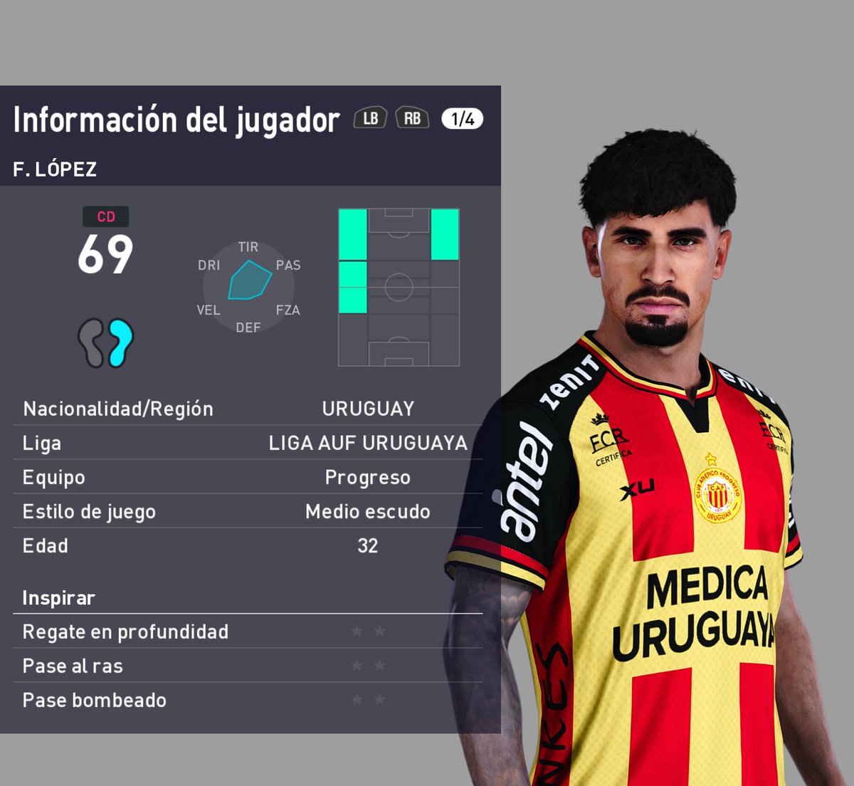 Franco López (tattoo provisorio) - PES 2021 PC

By_FabriFacemaker

Kit <a href="/XavierLassaga/">Xavier Lassaga</a> 

#FrancoLópez #Progreso #López #PES #PES2021 #campeonatouruguayo #TorneoClausura2025