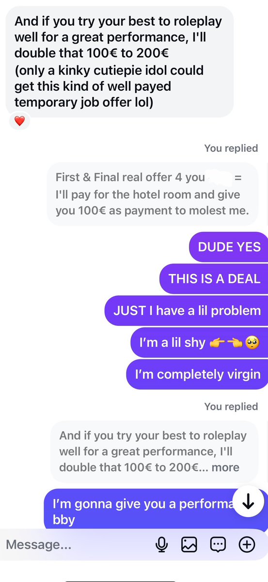 kiyosanshi's tweet image. This incel tried to buy me, not once after me ignoring him, I eventually responded to see what happens :D 
#chatlogs