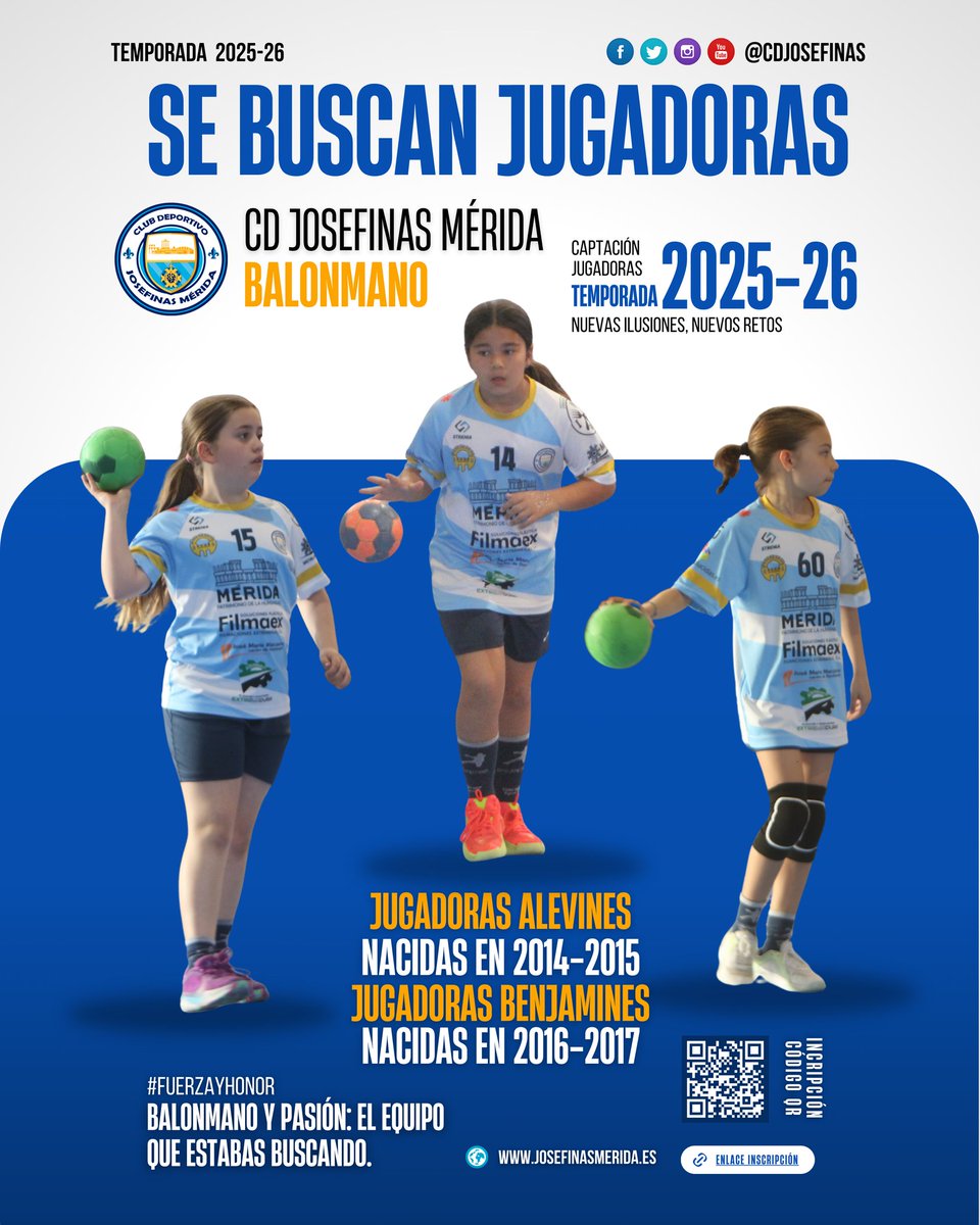🤾‍♀️ SE BUSCAN JUGADORAS DE BALONMANO🤾‍♀️
🏐💙 ¡HAZ HISTORIA CON NOSOTRAS! 💙🏐

¿Sueñas con jugar en un gran equipo y divertirte con tus amigas?
¡Esta es tu oportunidad!

👧 Buscamos Jugadoras Alevines (2014-2015)
👧 Jugadoras Benjamines (2016-2017) para la temporada 2025-26.