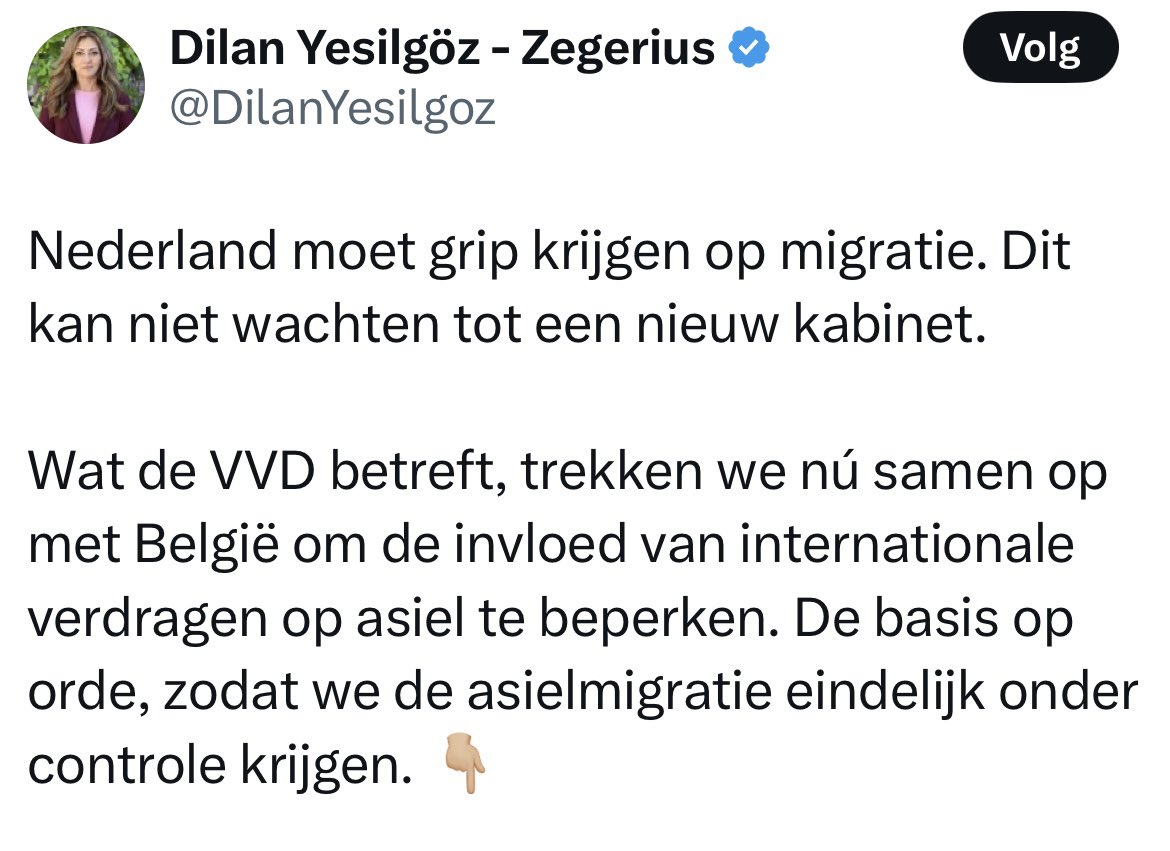 Een gotspe dat je dit zo durft te stellen! 

Jullie, de VVD, draaien al zo’n 15 jaar aan de knoppen van dit dossier! 

Eric van der Burg
Ankie Broekers-Kno
Fred Teeven
Klaas Dijkhoff
Mark Harbers

In geheel willekeurige volgorde en hoe vonden jullie zelf dat het ging?